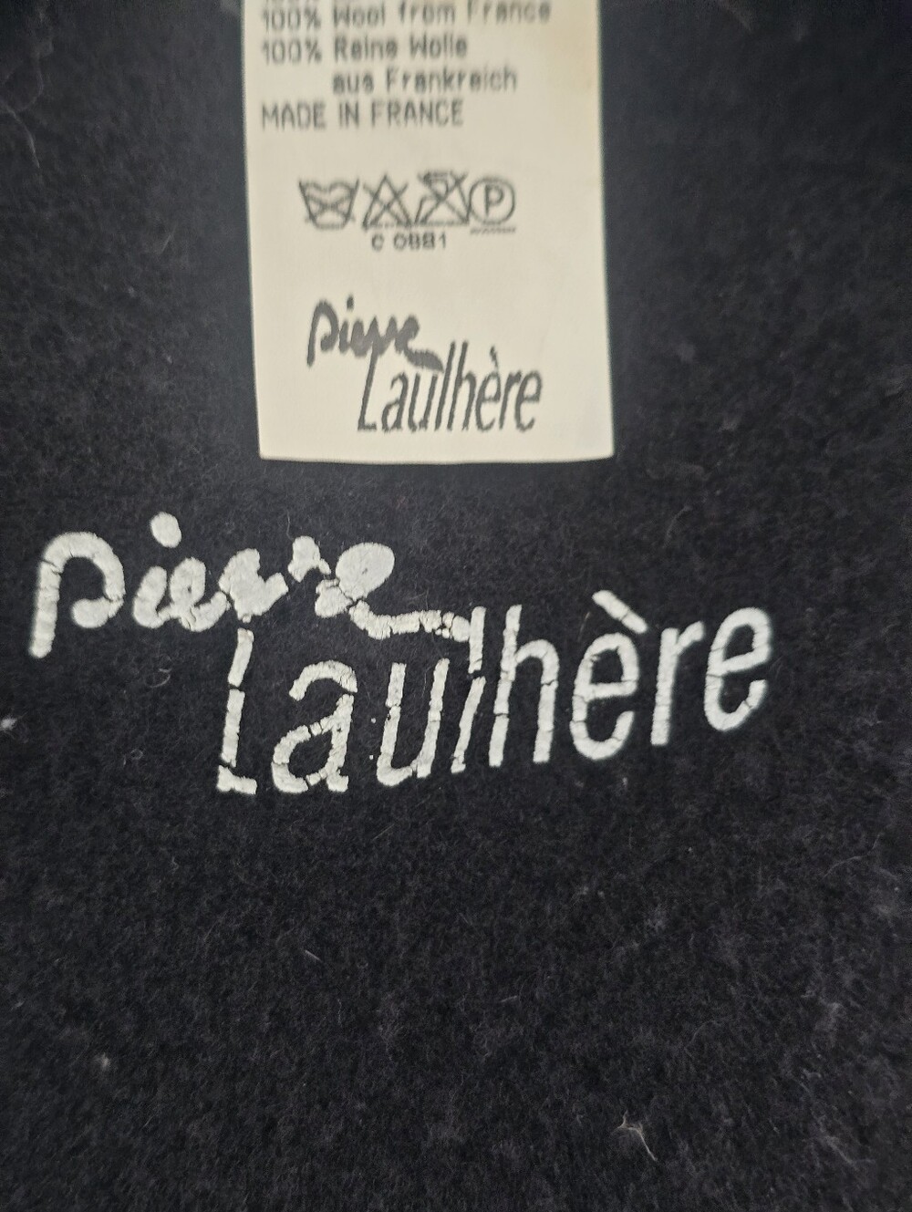 Vintage Pierre Lauthère Paris Black Wool Beret Hat Made in France Size 9.5 - Picture 4 of 5